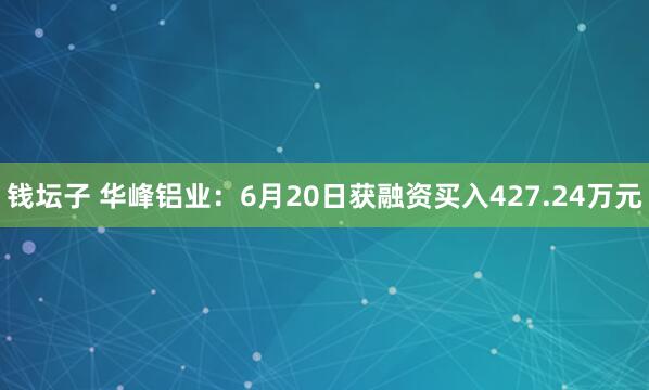 钱坛子 华峰铝业：6月20日获融资买入427.24万元